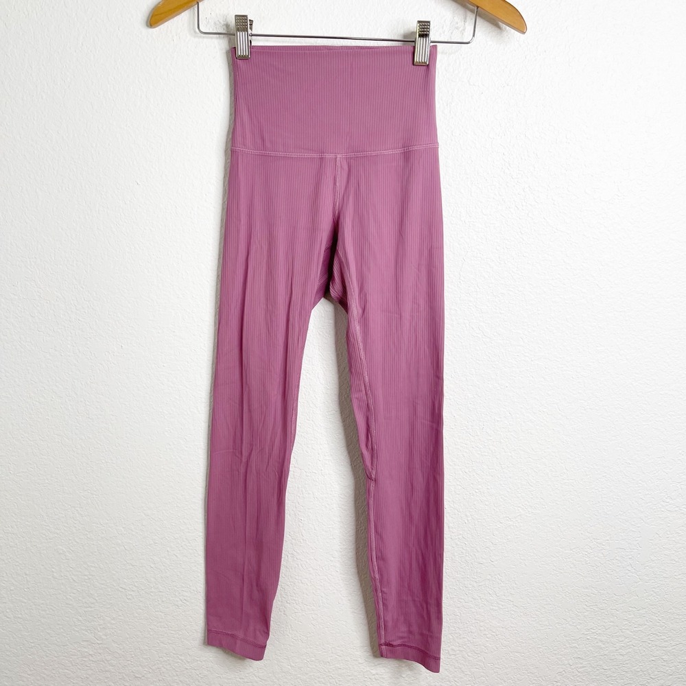 Lululemon Align Ribbed Super High Rise Pant Pink Purple‎ Mauve Womens Size 2
